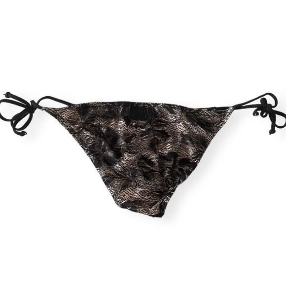 NWT BILLABONG Nayla Tie Side Black Floral Lace Bikini Bottom with Nude Lining - Picture 3 of 6